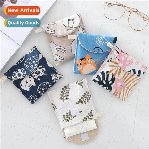 Cute small fresh pattern tampon bag cotton linen girls aunt