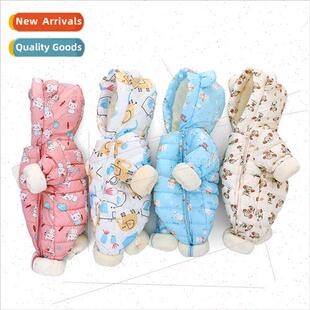 Baby childrens double zipper jumpsuit flower cloth crawling