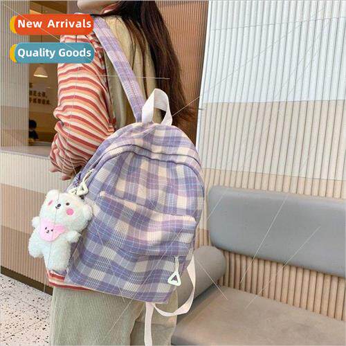 New Korean plaid mini backpack ins cute girls shoulder bag l