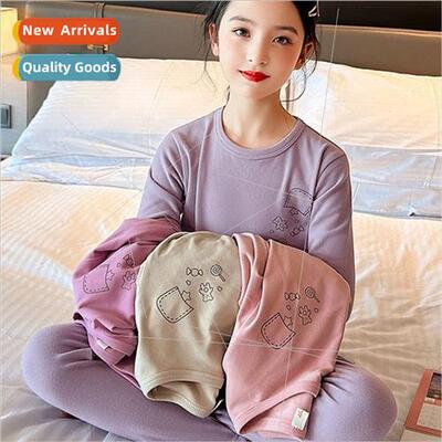 Childrens de velvet thermal underwear set 2023 new girls fal