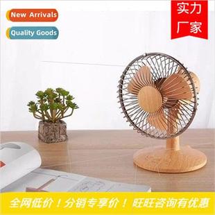 retro desktop head swing wood grain F27 fan