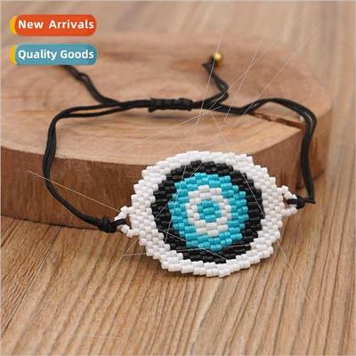 Fashion versatile ethnic  popular blue eyes rice bead weavin
