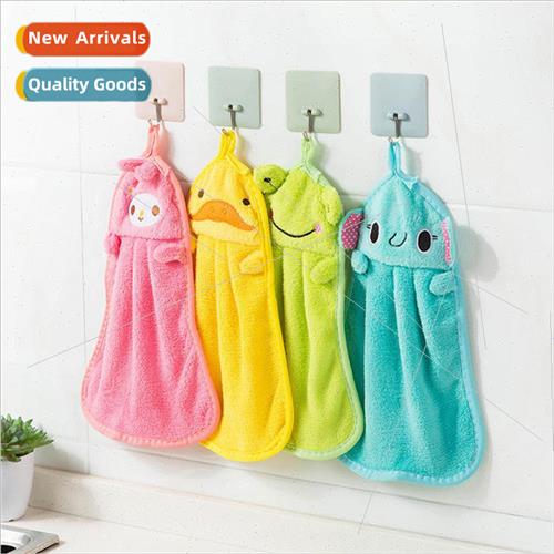 Cartoon cute coral fleece hand towel kitchen supplies hangin