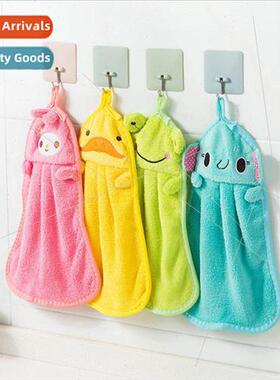 Cartoon cute coral fleece hand towel kitchen supplies hangin