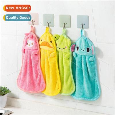 Cartoon cute coral fleece hand towel kitchen supplies hangin