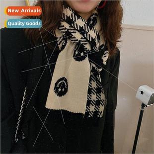 wind bla smiley sided double wool Korean ins scarf girl Cute