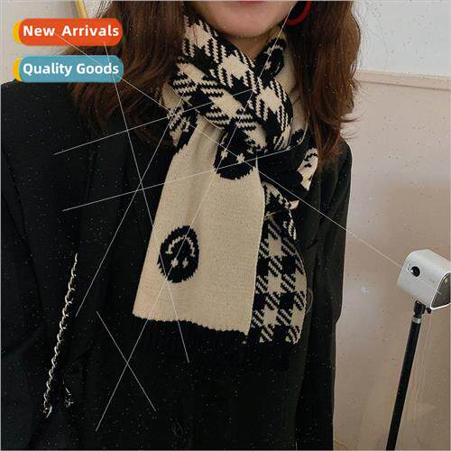 Cute girl smiley scarf ins Korean wind wool double-sided bla