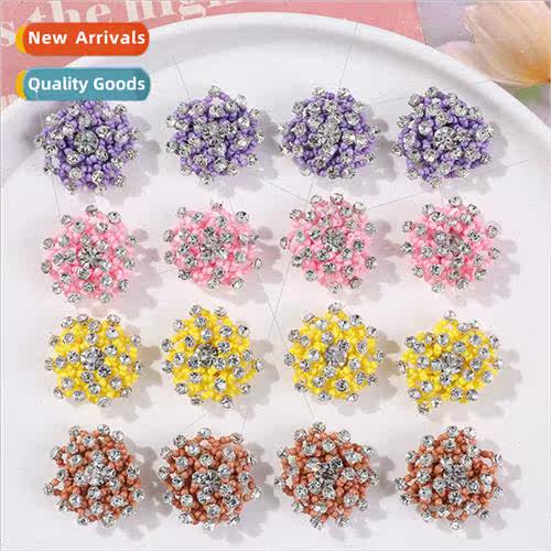 Sweet girl light luxury colorful rhinestone flowers diy hand