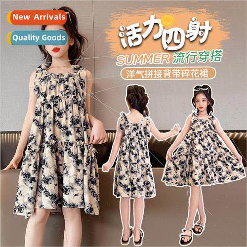 Girls halter floral dress summer 2023 new 适用eign girls sum