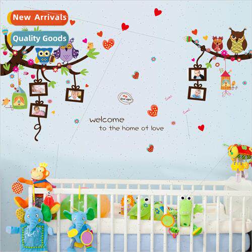 New wall stickers owls stand branches photo frame wall stick