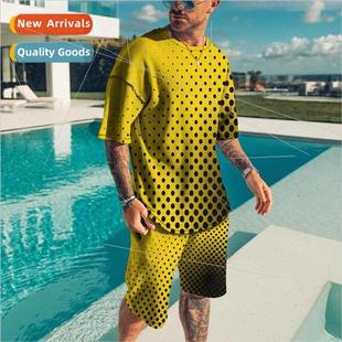 New mens Korean suit 3D printing nd digital printing T-shirt