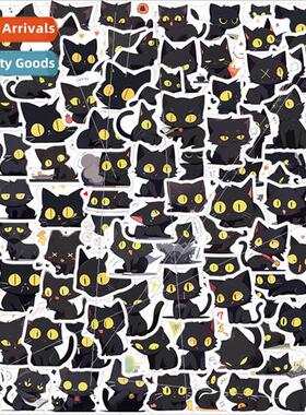 100 small size black cat family graffiti stickers decorative