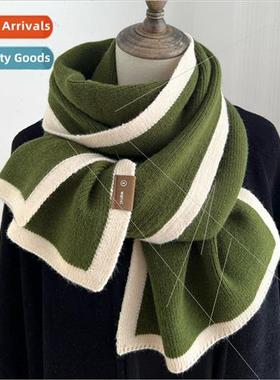 Black and white colorblocking scarf winter new premium sense