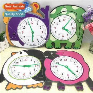 Three Hands Animal Cardboard Clock Learner Childrens Early L