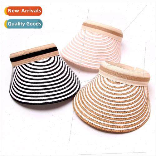 2019 Womens Hundred Stripes Hollow Top Straw Hat Summer Suns