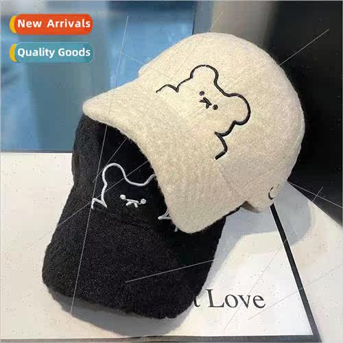 Hat female winter cute bear baseball cap 2021 new  Korean fa