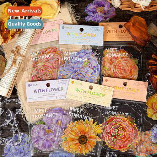 Alien large flowers PET stickers pack hot stamping handbook