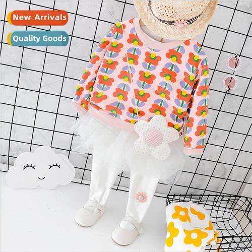 ttle girls fall round neck sweater baby girl Korean  of the