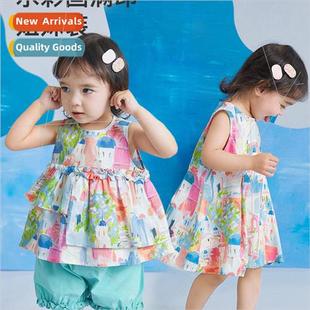 pants suit sweet 2023 full new Spring childrens print girls