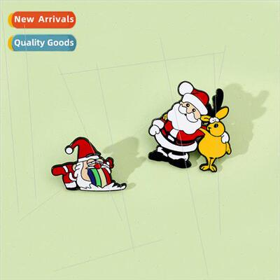 Cute cartoon Santa Claus pin Christmas theme character metal