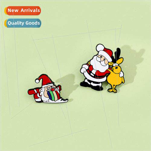Cute cartoon Santa Claus pin Christmas theme character metal