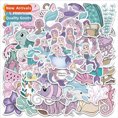 56 Cute Pink Purple Mermaid Stickers ggage Guitar Kids Toys