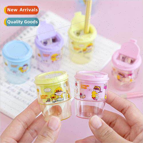 Cartoon milk tea cup pencil sharpener cartoon two-hole cute