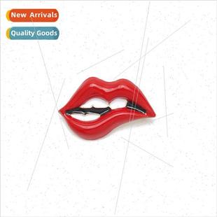 Sexy temptation red lips brooch female personalized suit dre