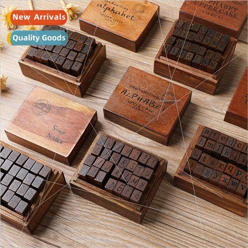 DIY Vintage Alphabet Stamps Diary Stamps 28pcs in Case/Numbe