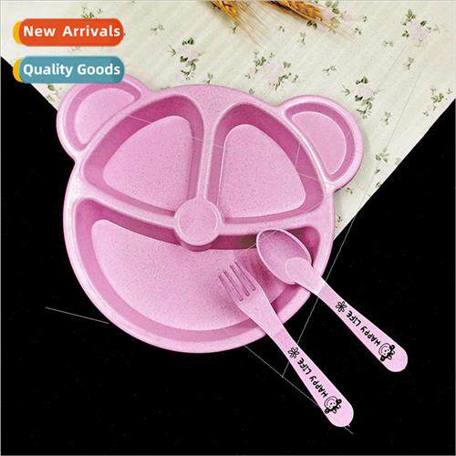 Wheat straw cartoon bear children compartment dinner plate c
