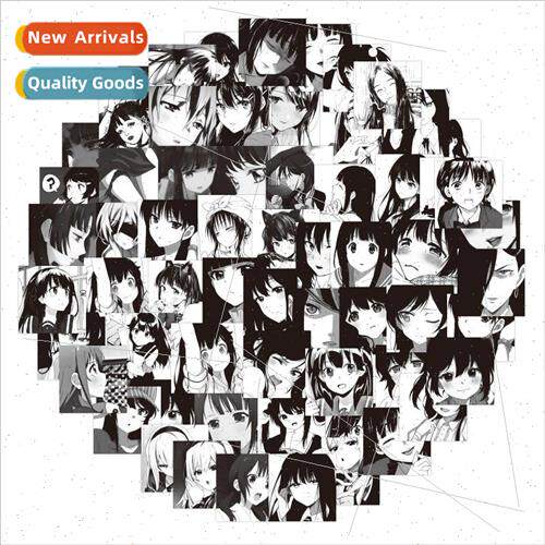 60 Japanese black and white female head graffiti stickers no
