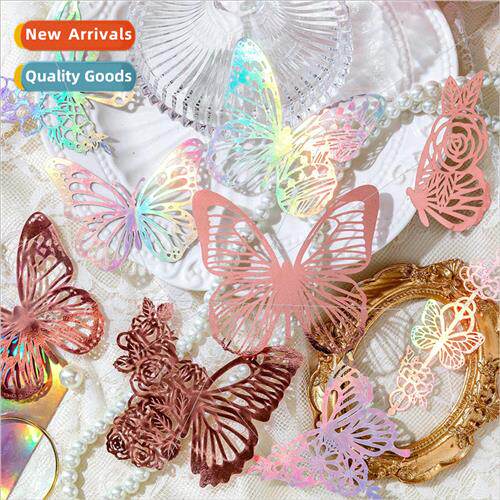 Shimmering handbook series lace paper ins vintage laser rose