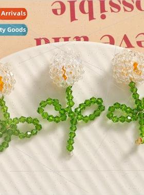 Mori temperament weaving beads color blocking bud earrings d