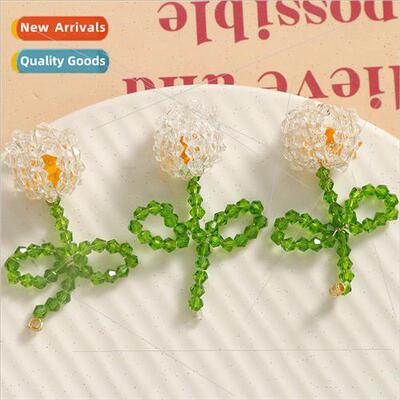 Mori temperament weaving beads color blocking bud earrings d