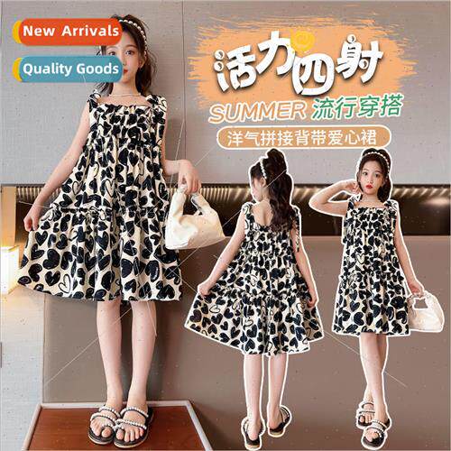 Girls dress summer 2023 new mid-length dress summer baby gir