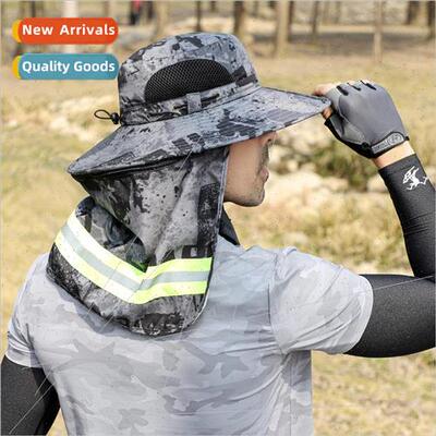 Summer sun shawl hat men fluorescent reflective strips sunsh