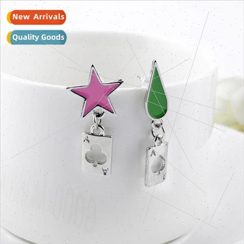 New Full-time hunter earrings Hisoka Cecil tear drop pentagr