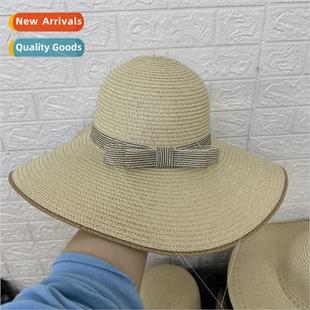beach foldable straw Wind sunscreen vacation hat larg simple