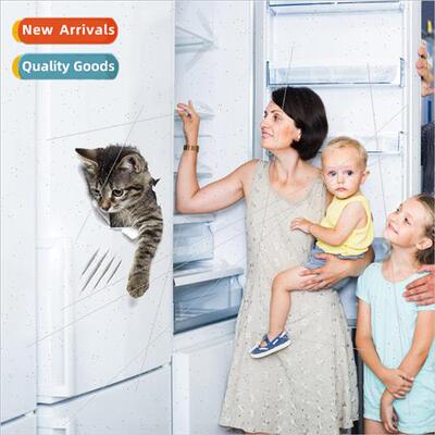 Realistic cat with heart stickers cabinet wine cabinet refri