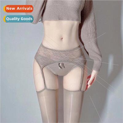 Aurora pure desire black silk lace edge garter one stocking