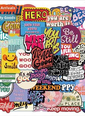 50 new inspirational English phrase stickers luggage noteboo