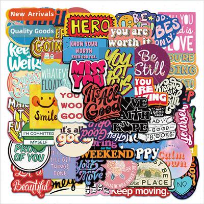 50 new inspirational English phrase stickers luggage noteboo