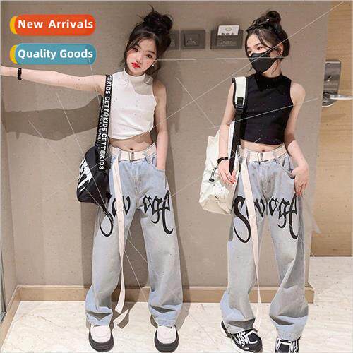 Girls high-waisted jazz  jeans 2023 Hong Kong  letter print