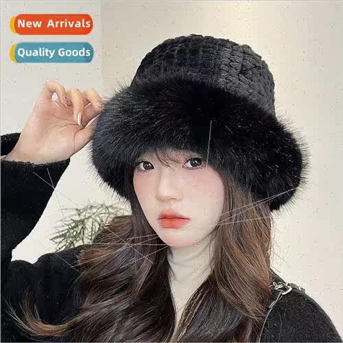 Plush fisherman hat female winter ear protection rolled hat