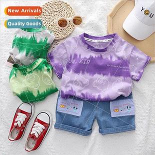 sleeved suit piece cartoon cott two short children Boys 2023
