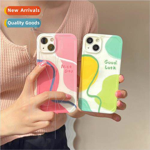 INS Pink Geometric Color Block 适用 iPhone 12/11 New 13ProMa