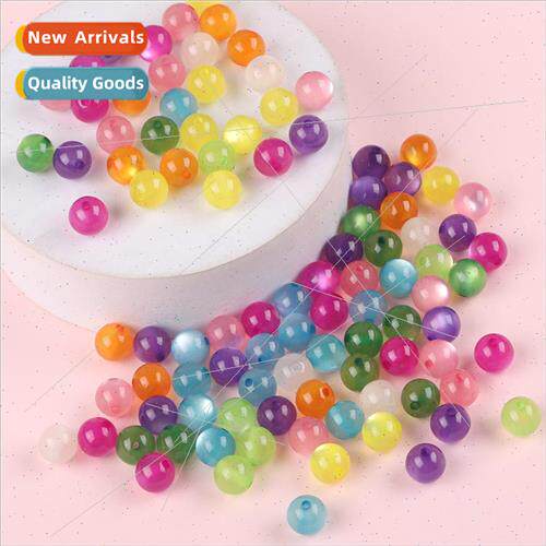 Resin imitation cat eye round beads colorful straight hole l