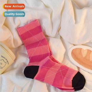 womens mid perfect Autumn matc colorful socks striped calf