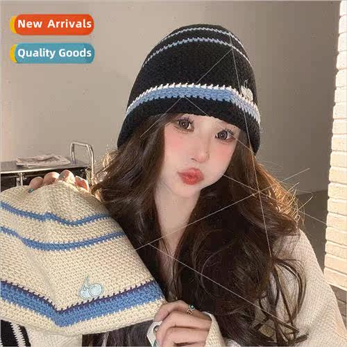 Cherry design embroidery  knitted cap Korea show face small