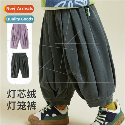 2024 spring new childrens pants boys and girls corduroy loos